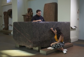 Senior-Conservator-Stephanie-Vasiliou-and-Conservation-Student-Shoun-Obana-cleans-‘The-Enchanted-Basin-at-the-British-Museum